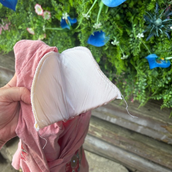 Cottage Core Vintage Pink Floral Embroidered Shorts Jumpsuit - Picture 10 of 11